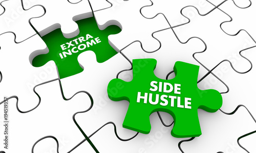 Side Hustle Extra Additional Income Puzzle Piece 3d Illustration