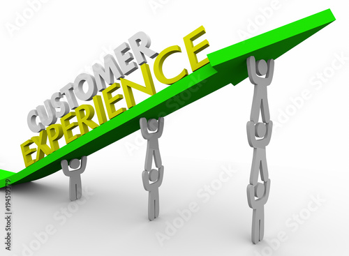 Bilde på lerret Customer Experience Team Lifting Arrow 3d Illustration