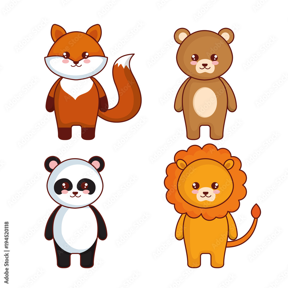 cute and little animals characters vector illustration design