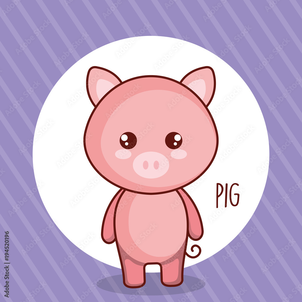 cute pig tender character vector illustration design