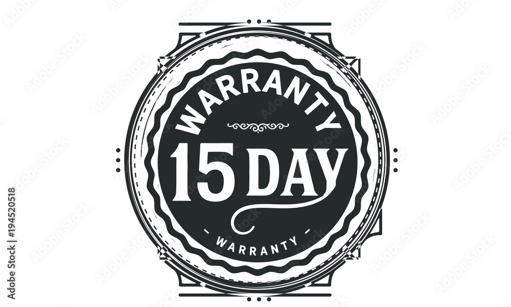 15 days warranty icon vintage rubber stamp guarantee