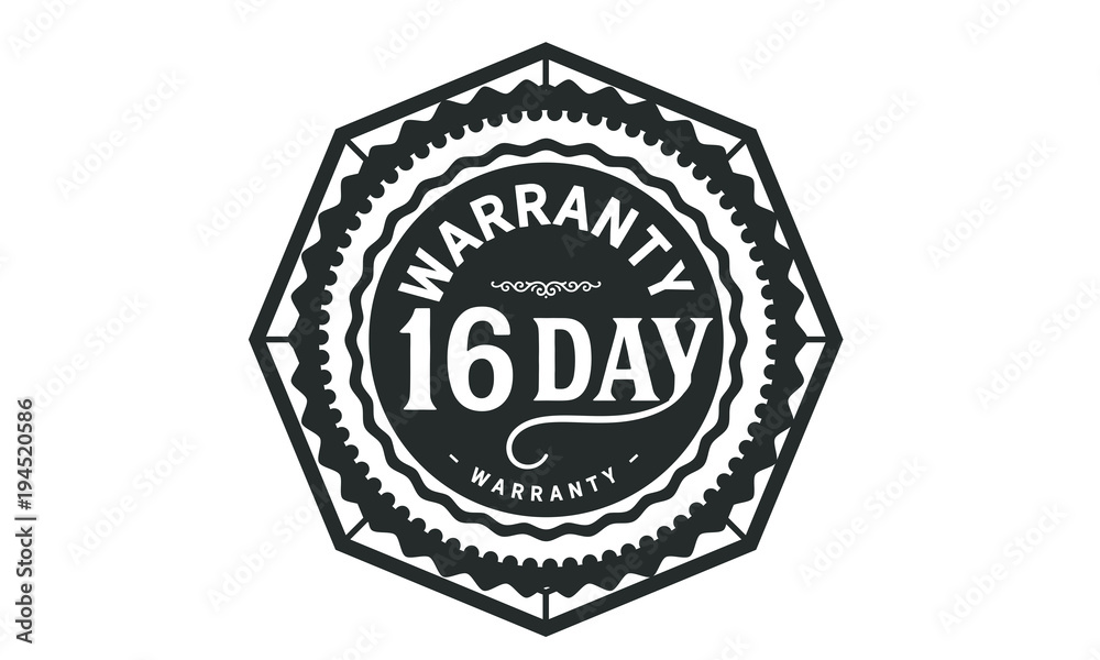 16 days warranty icon vintage rubber stamp guarantee