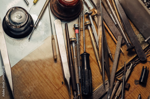 Various watchmaker tools photo