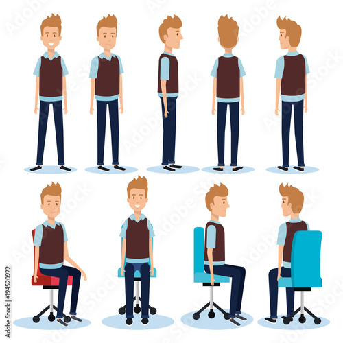 Wallpaper Mural businessmen posing on office chair and stand vector illustration design Torontodigital.ca
