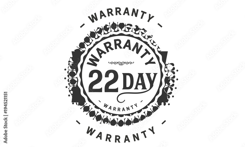 Fototapeta premium 22 days warranty icon vintage rubber stamp guarantee