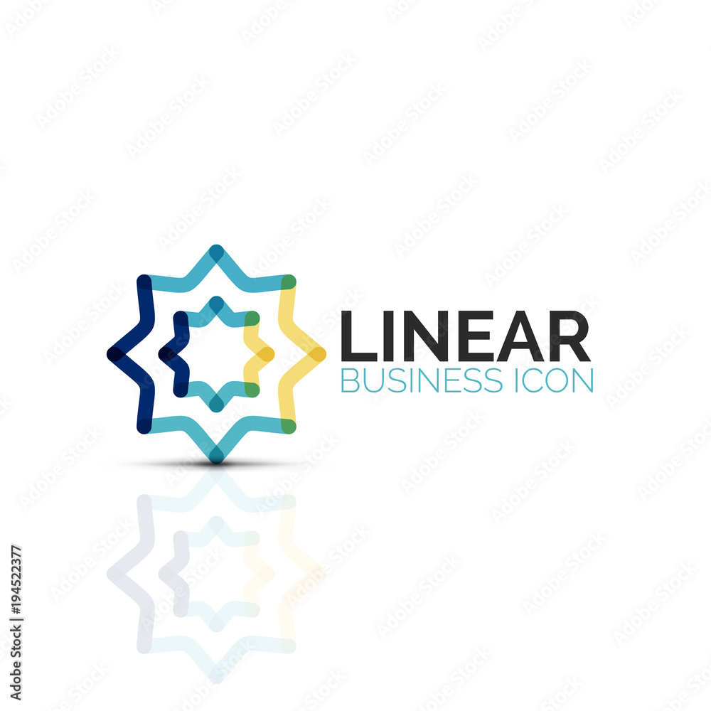 Abstract flower or star, linear thin line icon. Minimalistic business geometric shape symbol created with line segments Abstract flower or star, linear thin line icon. Minimalistic business geometric shape symbol created with line segments