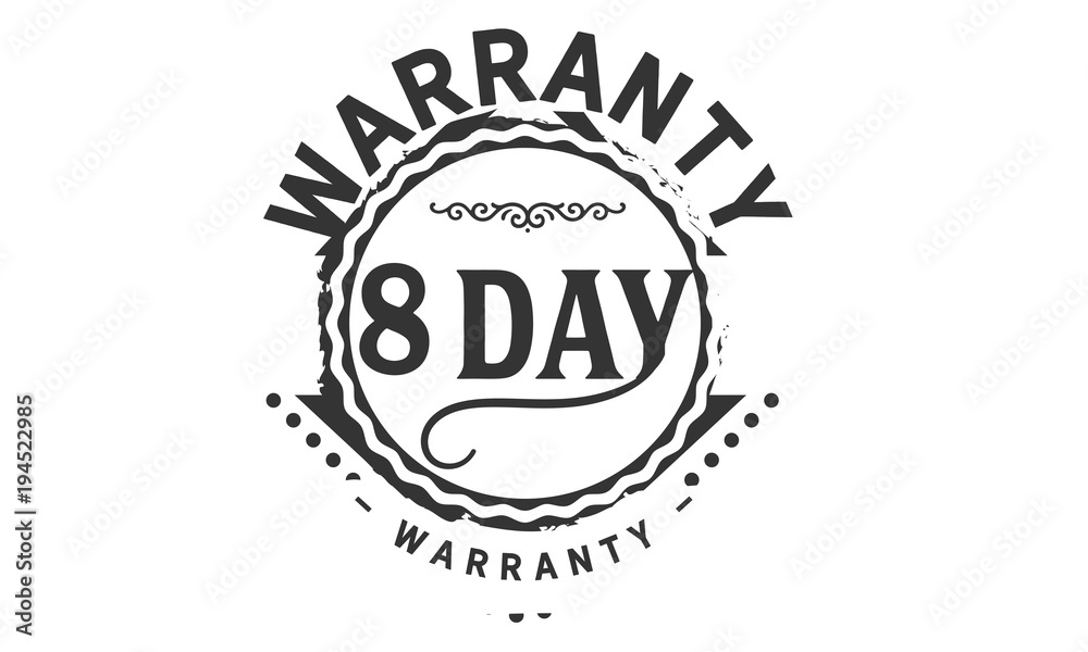 Fototapeta premium 8 days warranty icon vintage rubber stamp guarantee
