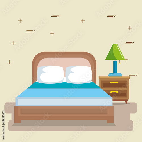 elegant bedroom scene classic vector illustration design