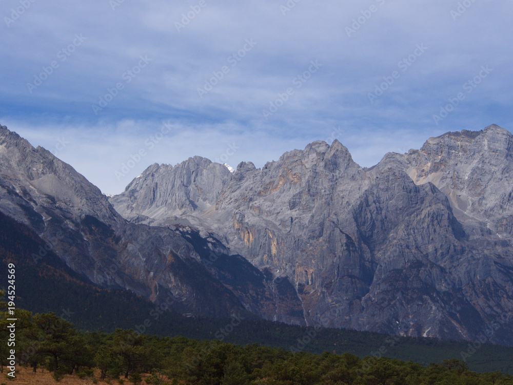 A Stunning view of Jade Dragon Snow Mountain in Lijiang Yunnan Province. Travel in China in 2012, November 18th