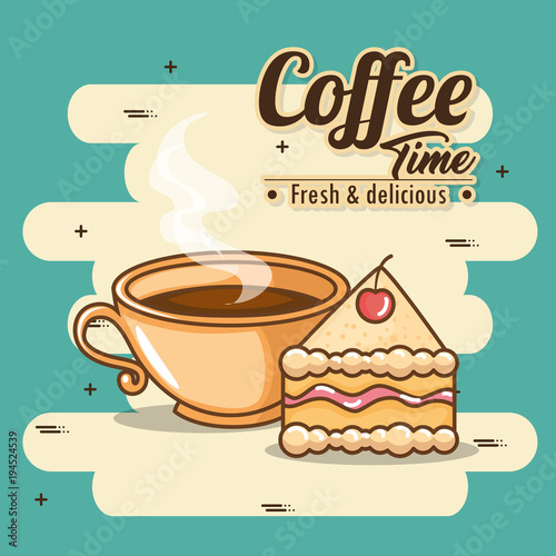 delicious coffee time elements vector illustration design