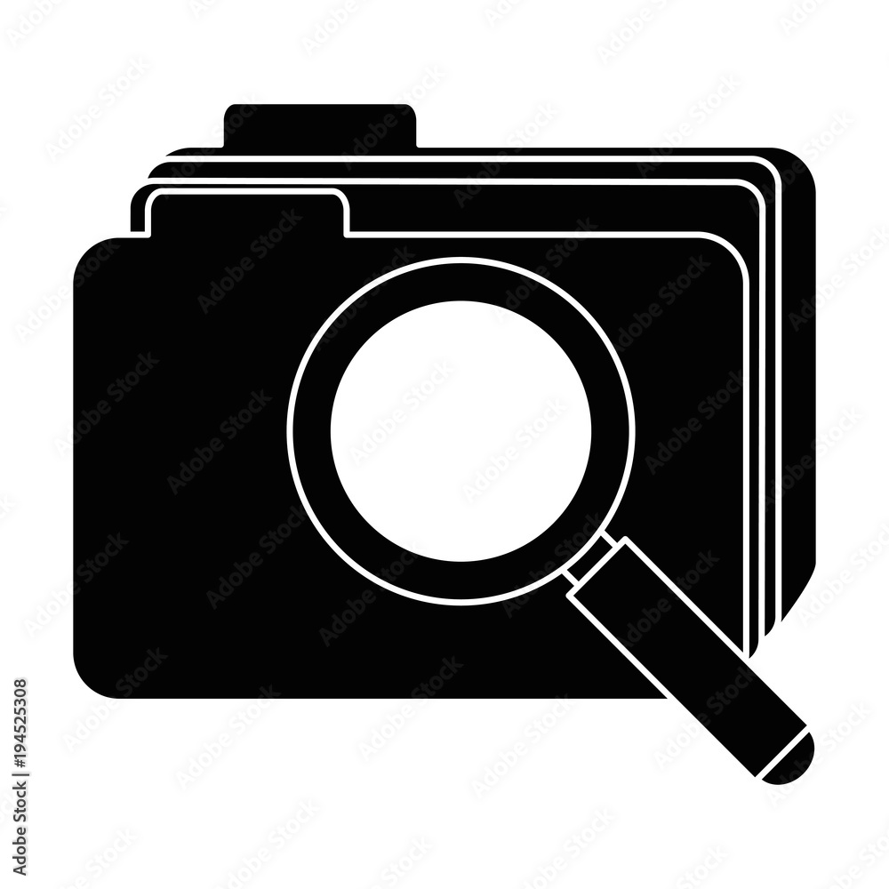 file folder with magnifying glass vector illustration design