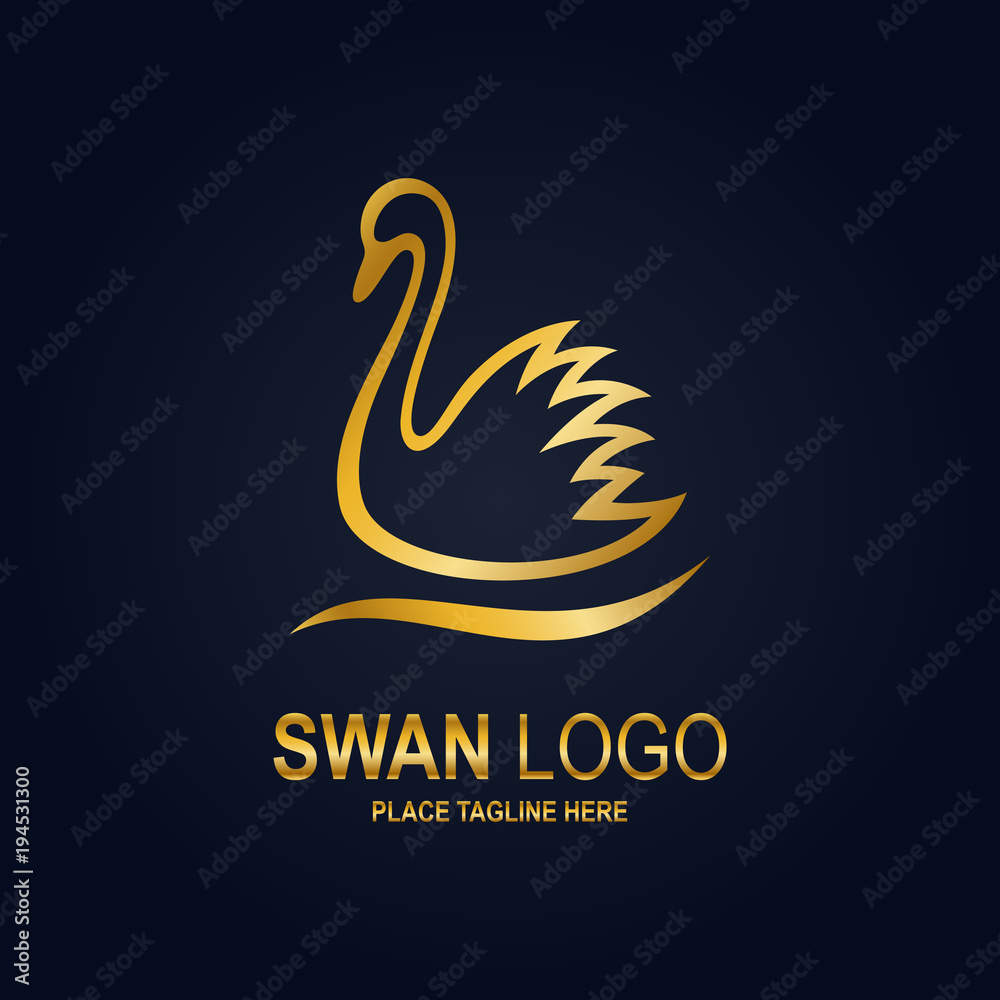Fototapeta premium Swan icon design template. Golden swan icon