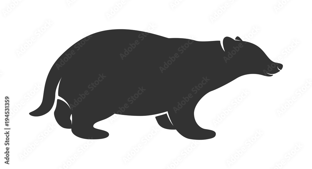 Obraz premium Silhouette of Badger isolated on white background