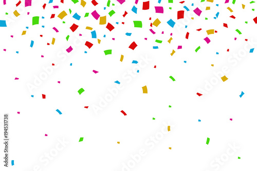 Colorful Confetti Falling On White Background