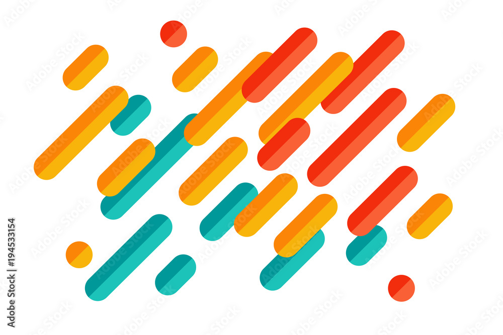 Colorful modern style abstract graphic with composition from various rounded shapes