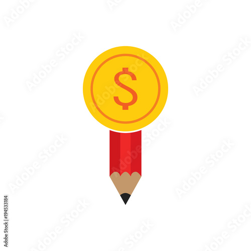 Coin Pencil Logo Icon Design