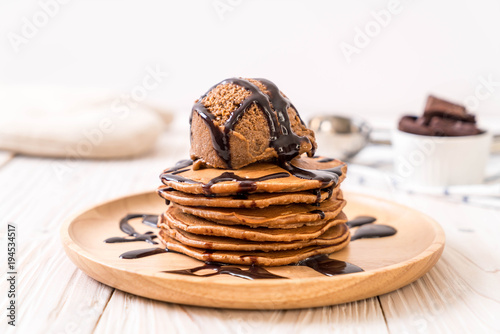 pancake with chocolate ice-cream
