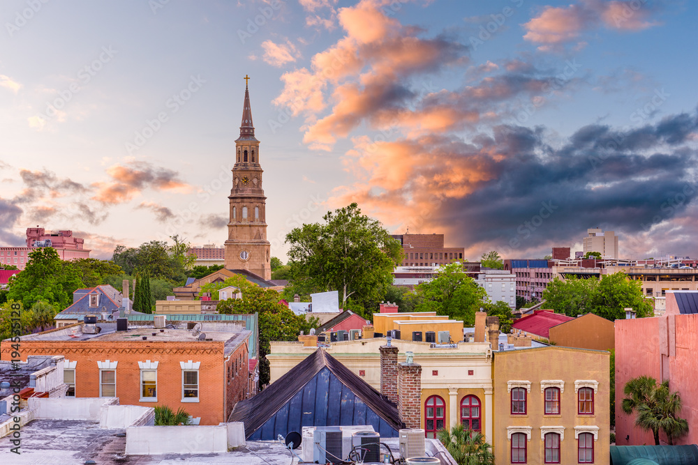 Naklejka premium Charleston, Karolina Południowa, USA Skyline