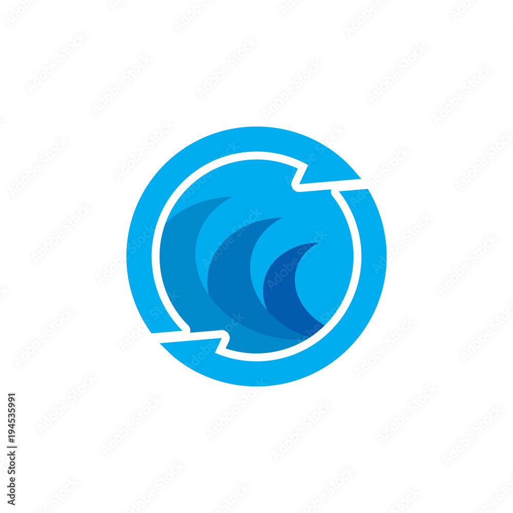 Naklejka premium Wave Sync Logo Icon Design