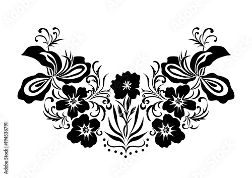 abstract flower pattern design for the collar T-shirt , isolated vector illustration