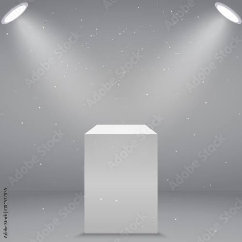 White empty museum pedestal or podium