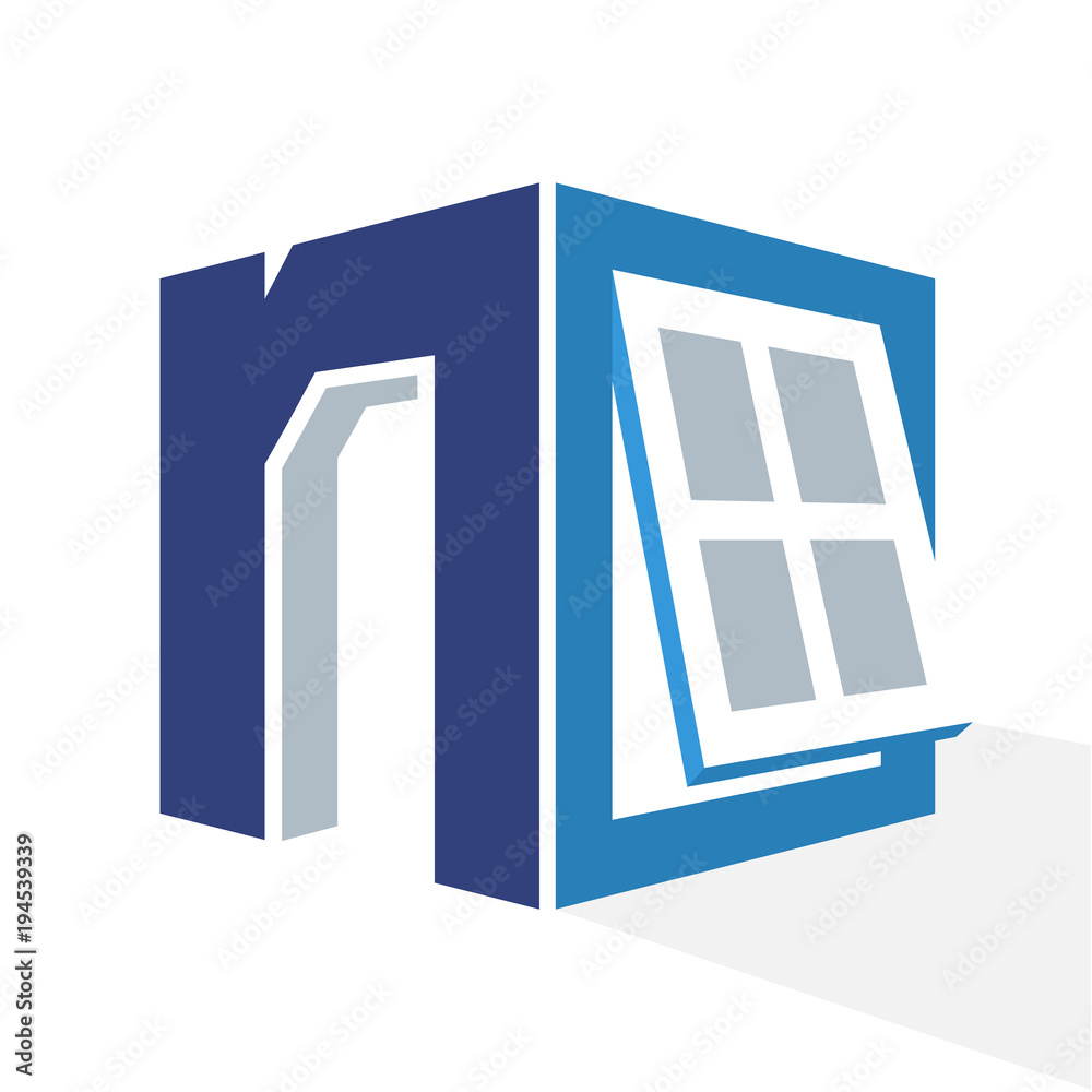 iconic logo with a combination of the window frame and the initial letter N iconic logo with a combination of the window frame and the initial letter N