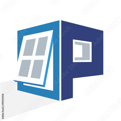 iconic logo with a combination of the window frame and the initial letter P