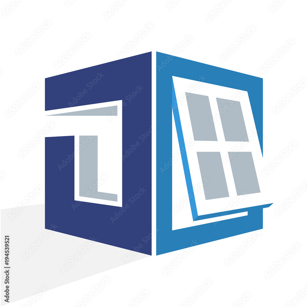 iconic logo with a combination of the window frame and the initial letter D iconic logo with a combination of the window frame and the initial letter D