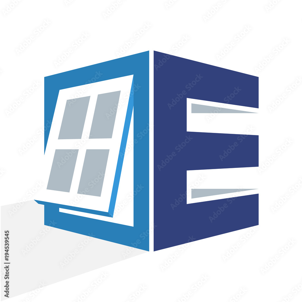 iconic logo with a combination of the window frame and the initial letter E iconic logo with a combination of the window frame and the initial letter E