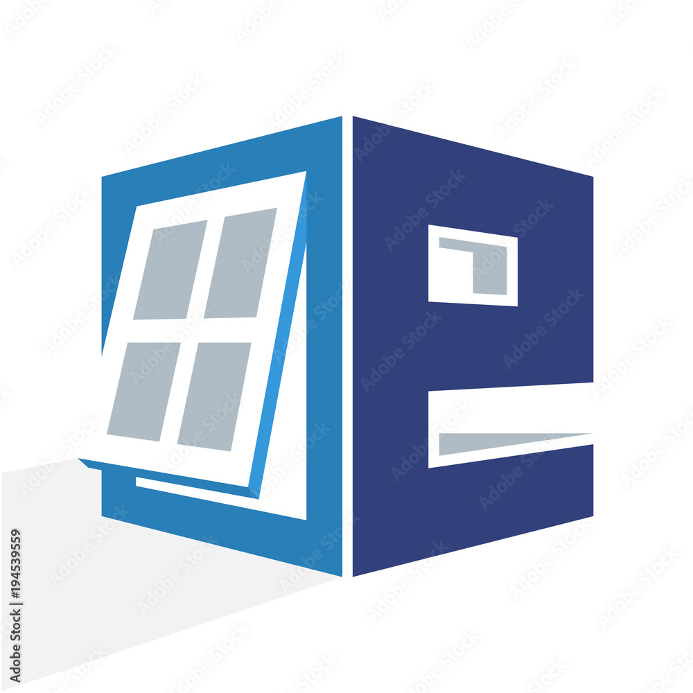 iconic logo with a combination of the window frame and the initial letter E iconic logo with a combination of the window frame and the initial letter E