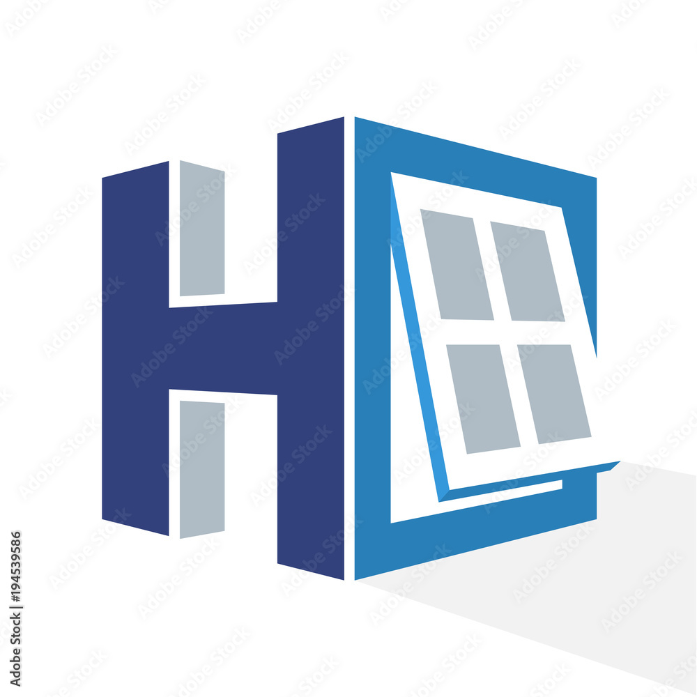 iconic logo with a combination of the window frame and the initial letter H iconic logo with a combination of the window frame and the initial letter H
