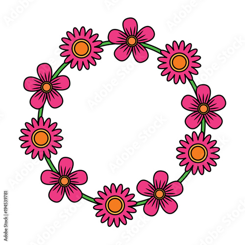 floral wreath flowers decoration ornament vector illustration