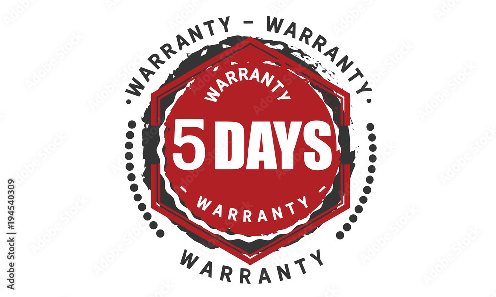 5 days warranty icon vintage rubber stamp guarantee