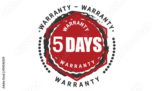 5 days warranty icon vintage rubber stamp guarantee