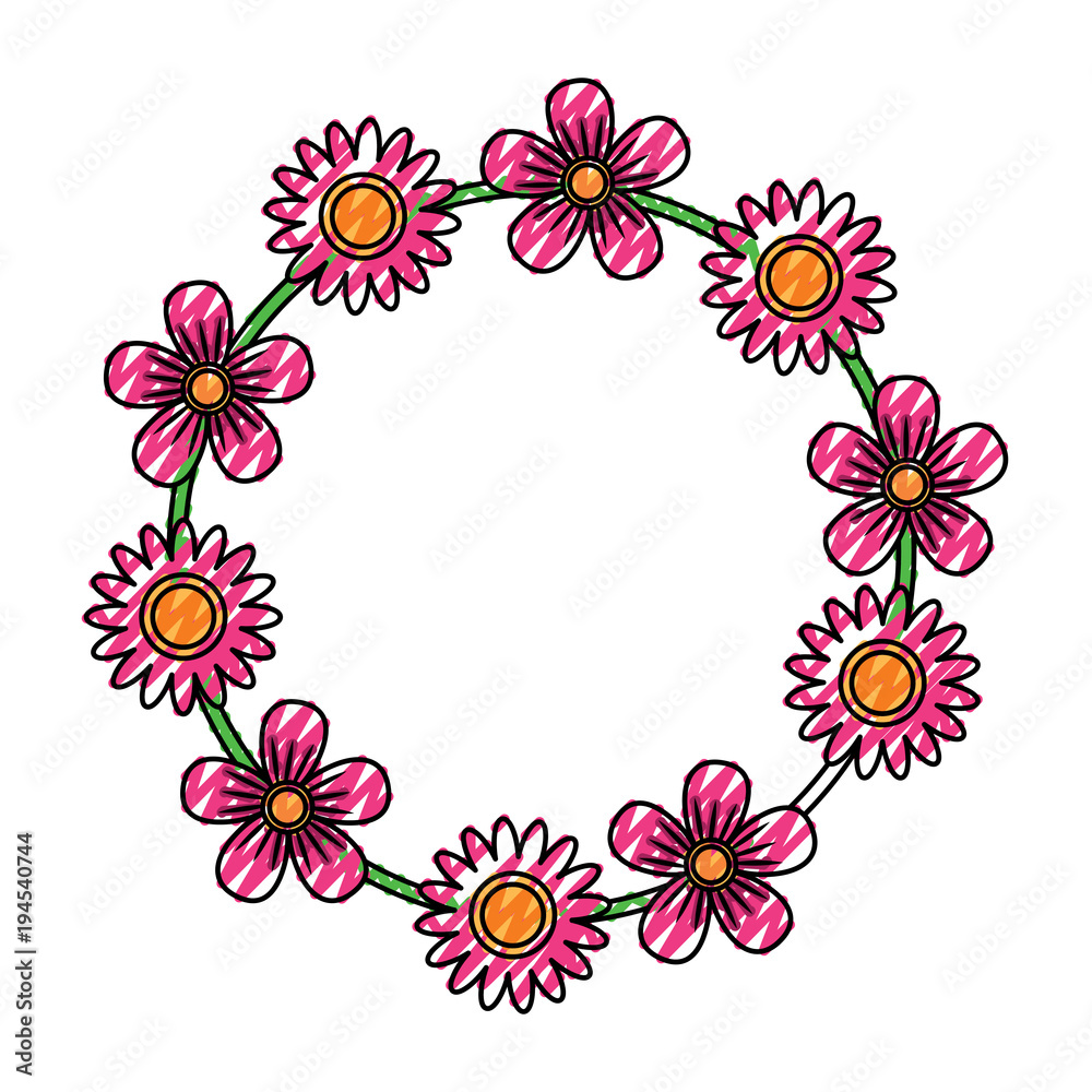 floral wreath flowers decoration ornament vector illustration drawing image