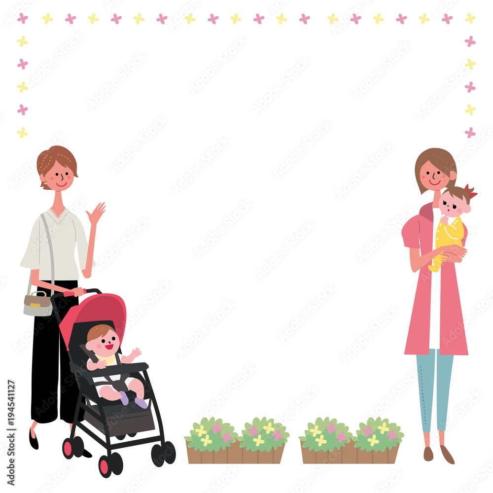 ママ友 イラスト フレーム 枠 Stock Vector Adobe Stock
