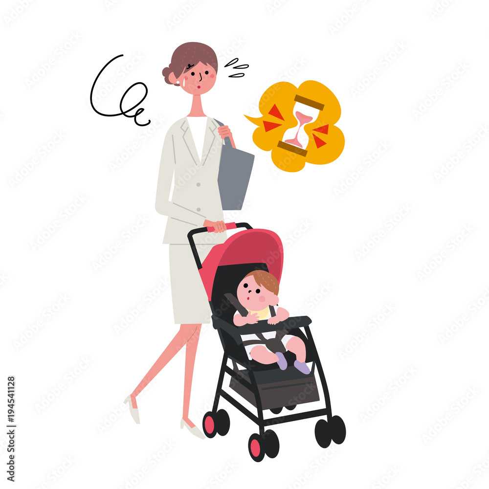 時間に追われる母親 イラスト Stock Vector Adobe Stock