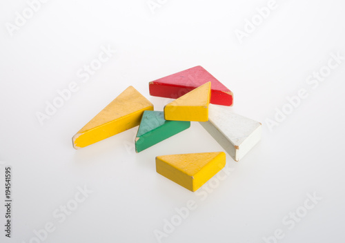 Toy or Children's wooden blocks on background.