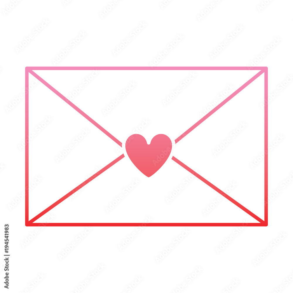 pink envelope message letter romance vector illustration degrade color line