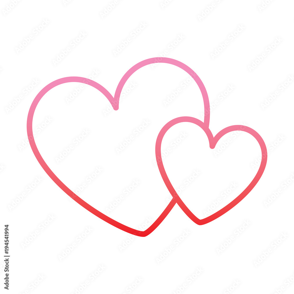 hearts love decoration romance image vector illustration degrade color line
