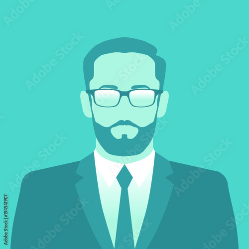 Abstract sign avatar men. Icon male profile. Symbol on green background. Vector illustration 