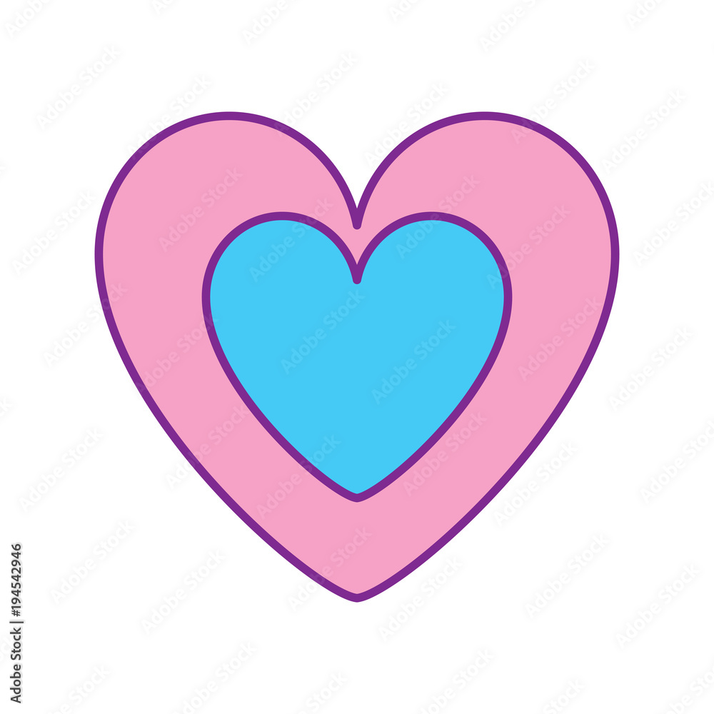 cute heart in love decoration vector illustration pink and blue design