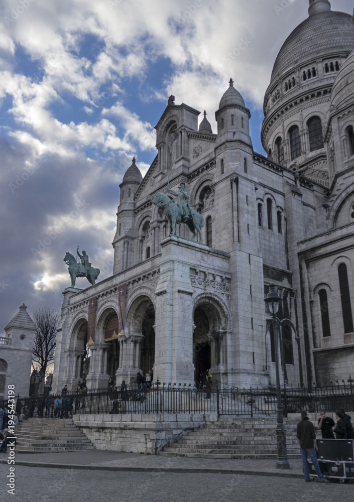 PARIS, FRANCE - MARCH 24, 2016: Sacre Coeur Basilica in spring d