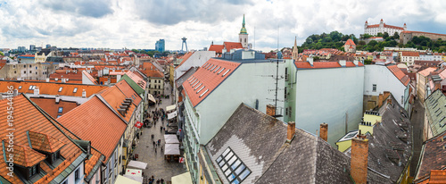 Photography Panoramic Cityscape View of Old Town in Bratislava