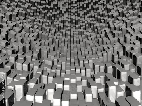 Abstract Gray Cube Blocks Wall Background. 3d Render Illustration