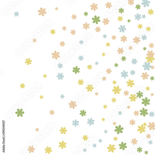 Delicate Floral Pattern with Simple Small Flowers for Greeting Card or Poster. Naive Daisy Flowers in Primitive Style. Vector Background for Spring or Summer Design. 