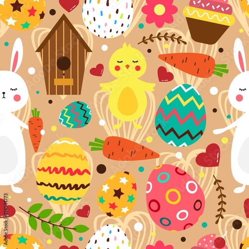 Easter bright seamless pattern.