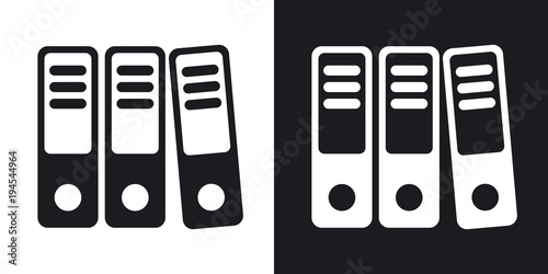 Vector ring binders icon. Two-tone version on black and white background