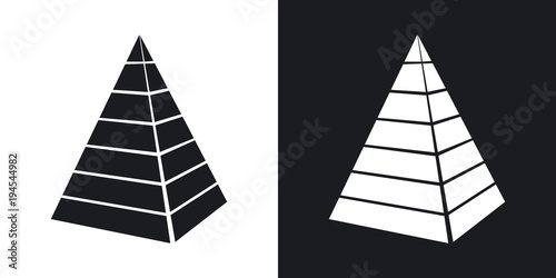 Vector layered pyramid icon. Two-tone version on black and white background
