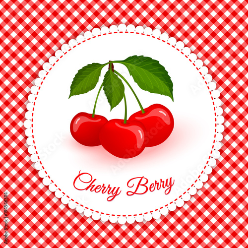Cherry berry label vector background